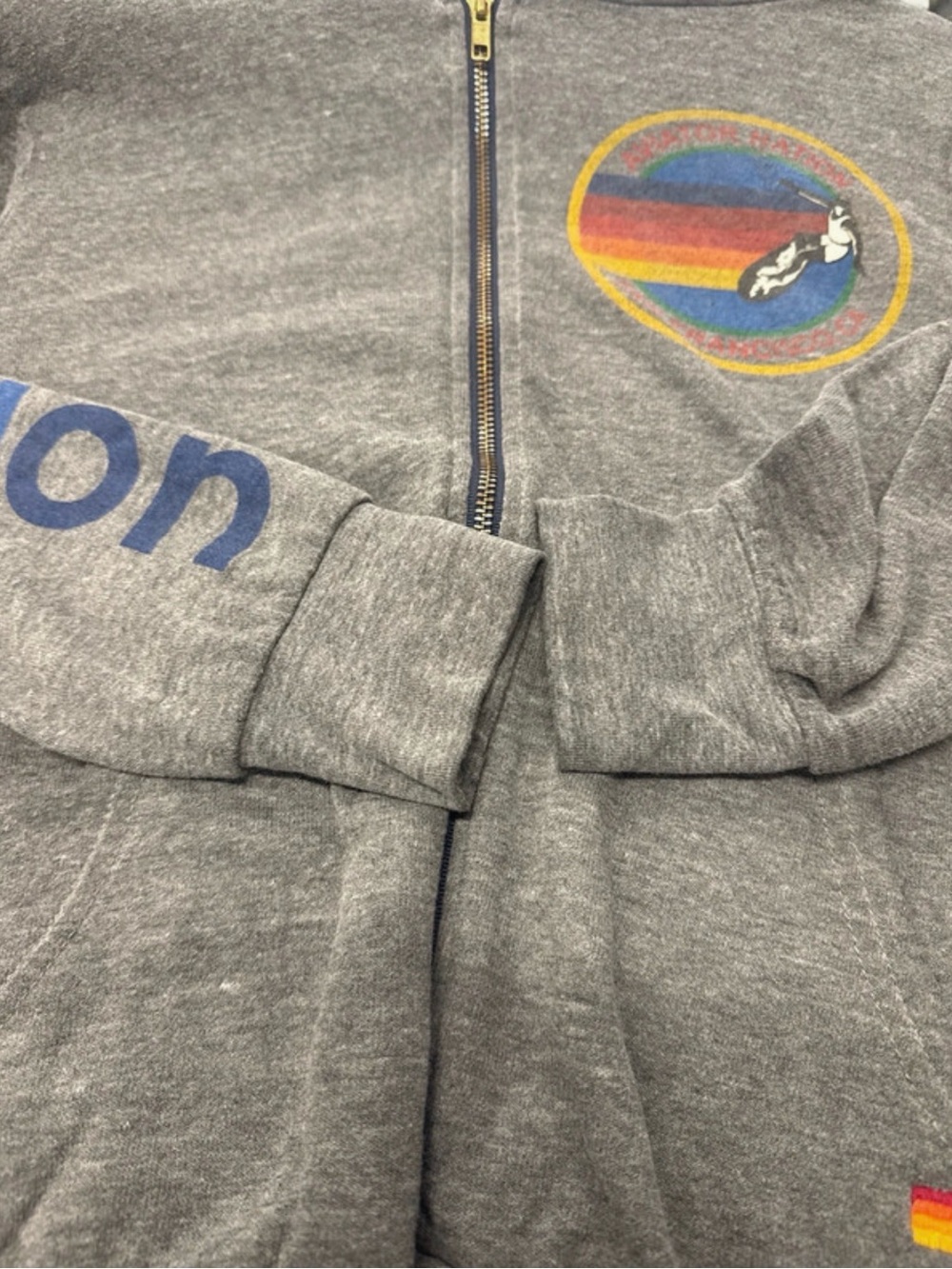 Aviator Nation Gray Zip Hoodie with Yellow Logo Accent - Picture 7 of 8